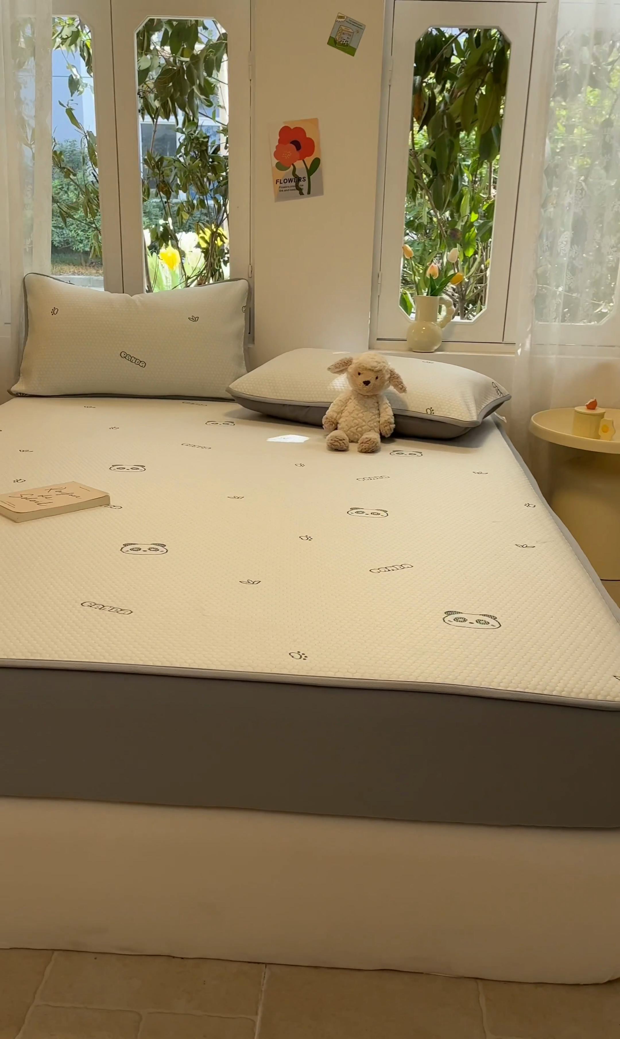 91家纺网 家纺一手货源 找家纺 启程家纺 2024春夏A类凉豆豆凉席床笠款凉席套件 小熊头