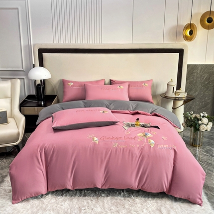 91家纺网 家纺一手货源 找家纺 （总）孟鑫 2025新款水洗磨毛刺绣绣花四件套-三生有杏系列