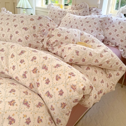 91家纺网 家纺一手货源 找家纺 （总）上尚居 2024直播爆款韩版印花小清新卡通云朵棉四件套