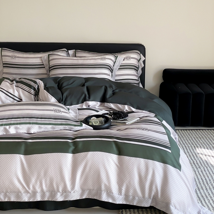 91家纺网 家纺一手货源 找家纺 优悦生活馆 2024新款天丝宽边拼角四件套-商务系列 伯爵荣耀-绿