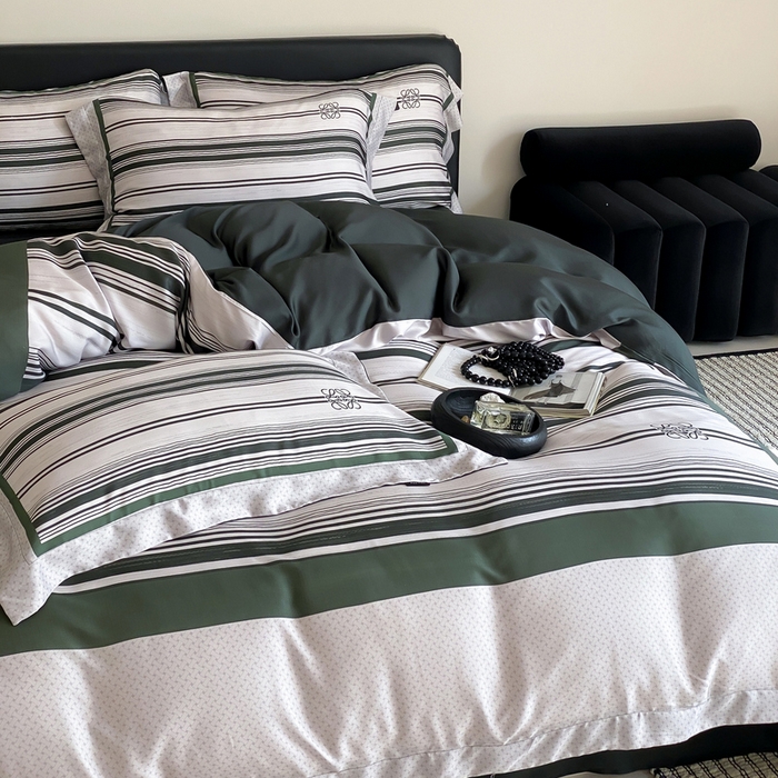 91家纺网 家纺一手货源 找家纺 优悦生活馆 2024新款天丝宽边拼角四件套-商务系列 伯爵荣耀-绿