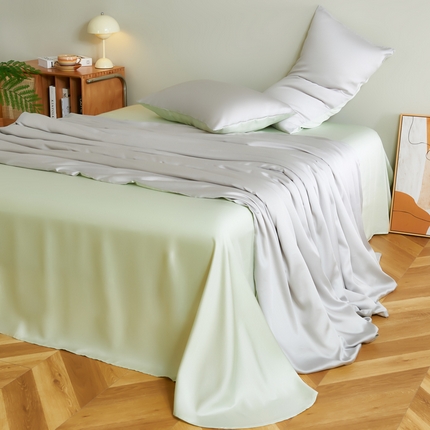 91家纺网 家纺一手货源 找家纺 云栖家居 202460支A类兰精天丝系列单品被套（风格二） 银灰&浅绿