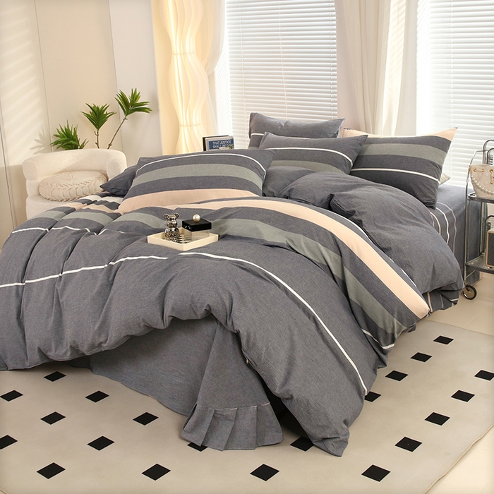 91家纺网 家纺一手货源 找家纺 金纱玉纺家纺 2024新款色织全棉水洗棉四件套 伯克利-兰