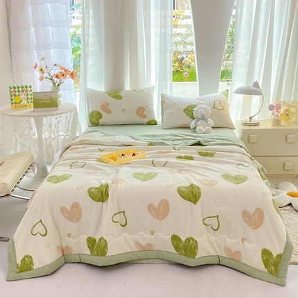 91家纺网 家纺一手货源 找家纺 （总）妖妖家纺 2024新款超柔软糯水洗云朵棉印花夏被四件套