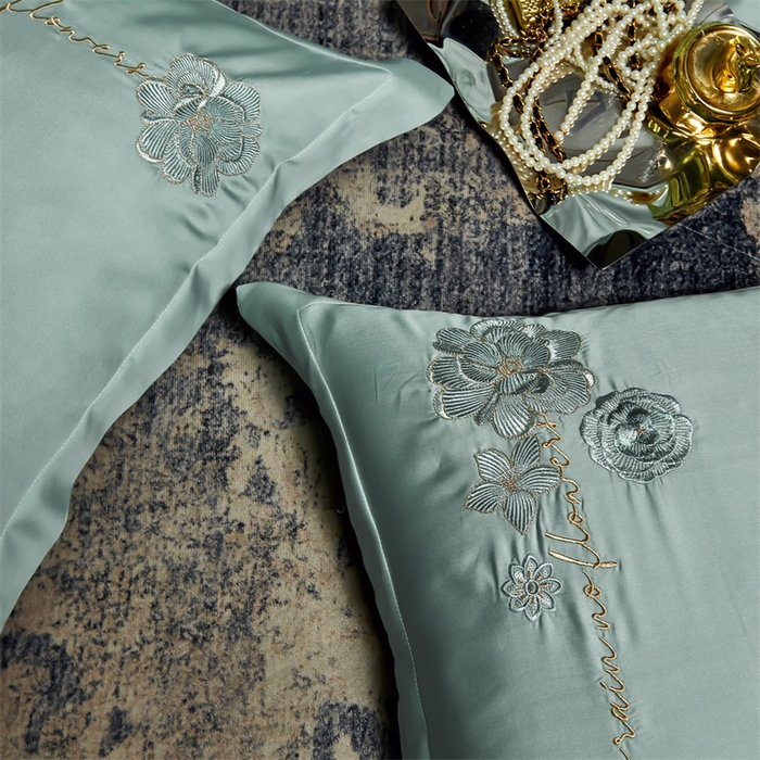 91家纺网 家纺一手货源 找家纺 保罗圣迪奥 2024新款长安如故系列天丝四件套 浅石兰