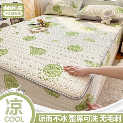 91家纺网 家纺一手货源 找家纺 （总）福来临家纺 2025新款A类凉感丝印花含胶床笠含胶凉席