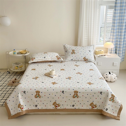 91家纺网 家纺一手货源 找家纺 （总）仟网汇 2024新款ins风小清新印花泡泡棉床盖三件套