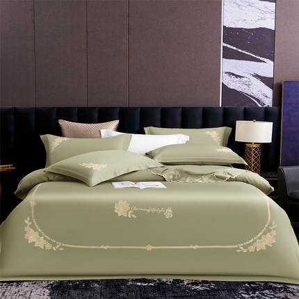91家纺网 家纺一手货源 找家纺 保罗圣迪奥 2024新款天丝夏被四件套-巴黎之夜 松石绿
