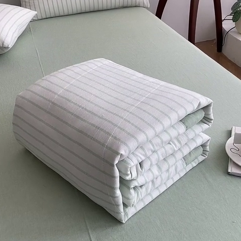 91家纺网 家纺一手货源 找家纺 青螺家纺 2024全棉水洗棉双面色织100%新疆棉花夏被三件套四件套枕套床单 支持质检验货 星空米