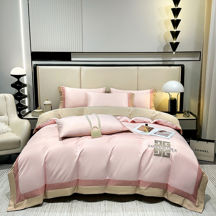 91家纺网 家纺一手货源 找家纺 富盛家纺 2024新款水洗真丝刺绣四件套-威灵顿 威灵顿—粉色