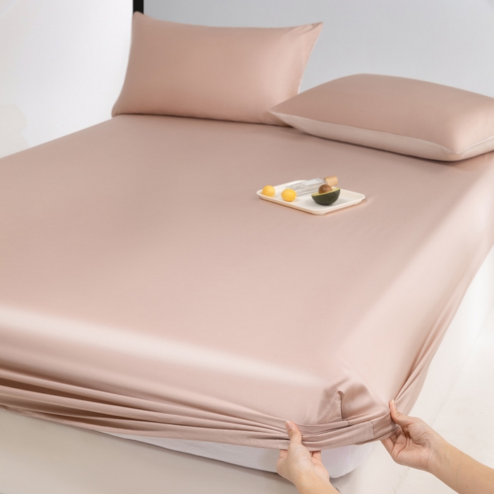 91家纺网 家纺一手货源 找家纺 云栖家居 202460支A类兰精天丝系列单品床笠（风格一） 灰粉