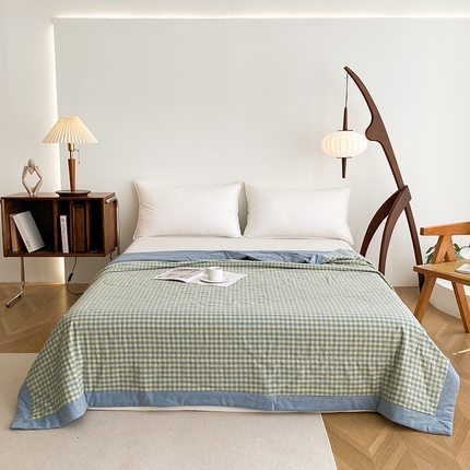 青螺家纺 2024全棉水洗棉双面色织100%新疆棉花夏被三件套四件套枕套床单 支持质检验货 格森兰