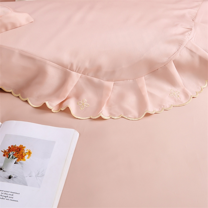 91家纺网 家纺一手货源 找家纺 保罗圣迪奥 2024新款天丝夏被四件套-巴黎之夜 樱花粉