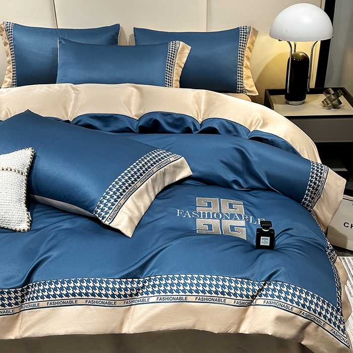 91家纺网 家纺一手货源 找家纺 富盛家纺 2024新款水洗真丝刺绣四件套-威灵顿 威灵顿—深蓝