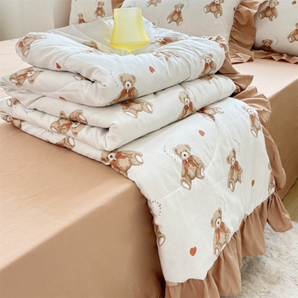 91家纺网 家纺一手货源 找家纺 （总）仟网汇 2024新款韩版田园法式糯糯棉花边夏被四件套