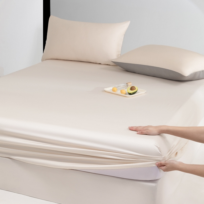 91家纺网 家纺一手货源 找家纺 云栖家居 202460支A类兰精天丝系列单品床笠（风格一） 米白