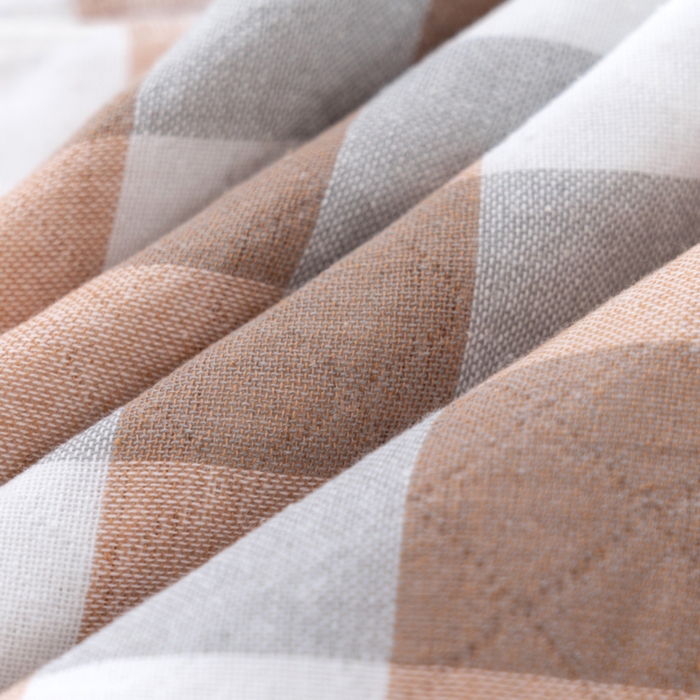 91家纺网 家纺一手货源 找家纺 朴尔家纺-毛巾被 2024新款特惠混纺棉质三层纱布独版AB面枕巾 52*78cm一对 格韵咖啡