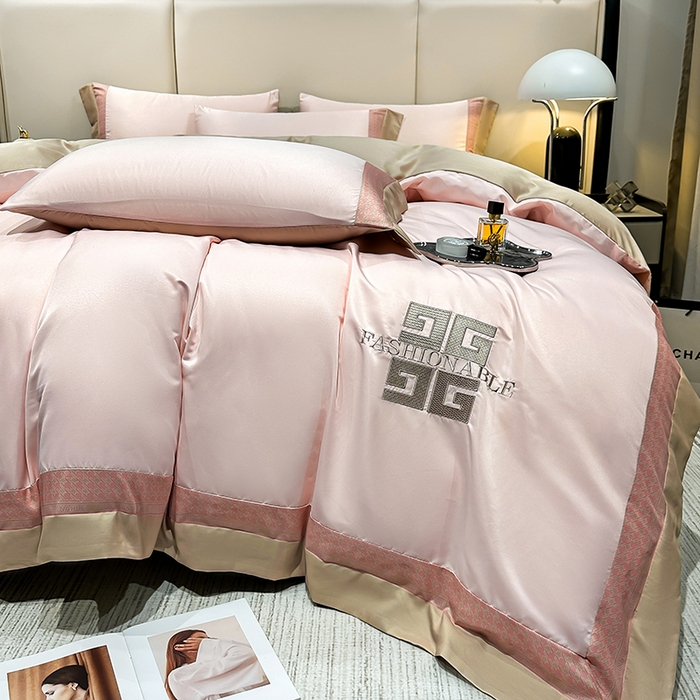 91家纺网 家纺一手货源 找家纺 富盛家纺 2024新款水洗真丝刺绣四件套-威灵顿 威灵顿—粉色