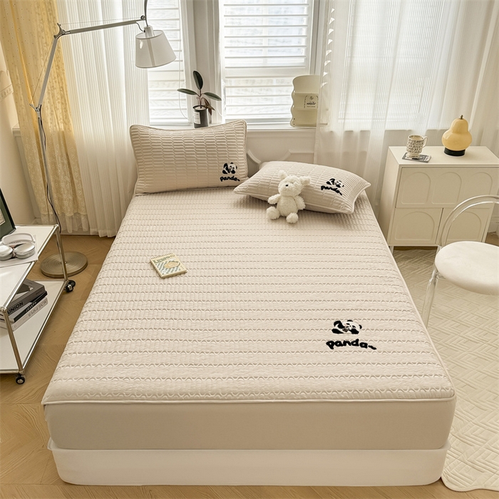 91家纺网 家纺一手货源 找家纺 857家居 2024新款A类原棉大豆夹棉床笠-奶茶熊 奶茶熊-卡布基诺