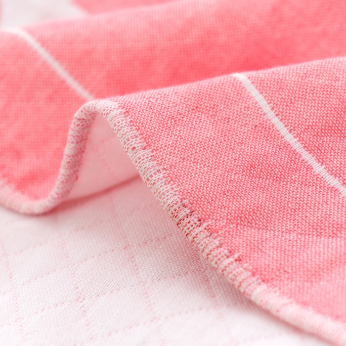 91家纺网 家纺一手货源 找家纺 朴尔家纺-毛巾被 2024新款特惠混纺棉质三层纱布独版AB面枕巾 52*78cm一对 白熊粉