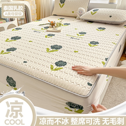 91家纺网 家纺一手货源 找家纺 （总）福来临家纺 2025新款A类凉感丝印花含胶床笠含胶凉席