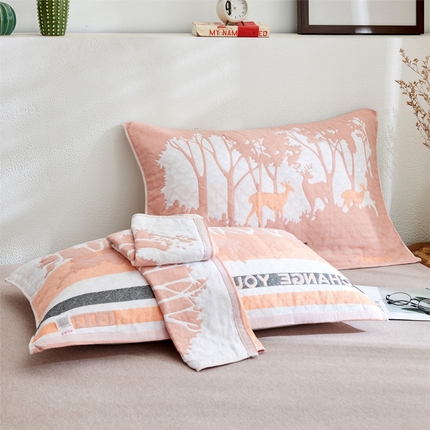 91家纺网 家纺一手货源 找家纺 （总）2024新款三层加厚纱布独版定位枕巾 52*78cm一对