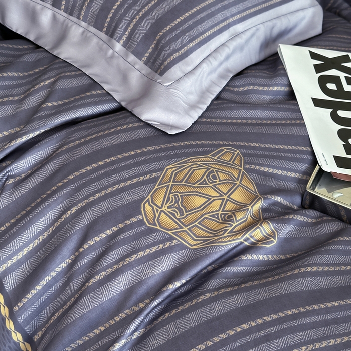 91家纺网 家纺一手货源 找家纺 优悦生活馆 2024新款天丝宽边拼角四件套-商务系列 斯蒂夫-蓝