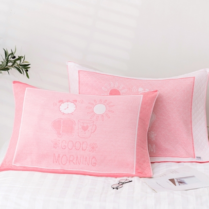 91家纺网 家纺一手货源 找家纺 （总）朴尔家纺-毛巾被 2024新款特惠混纺棉质三层纱布独版AB面枕巾 52*78cm一对