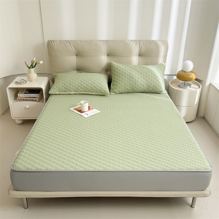 恒爱家纺 新款A类亲肤几何鸟冰丝床笠 几何-绿