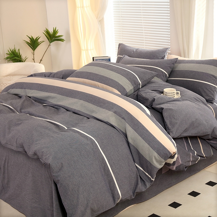 91家纺网 家纺一手货源 找家纺 金纱玉纺家纺 2024新款色织全棉水洗棉四件套 伯克利-兰