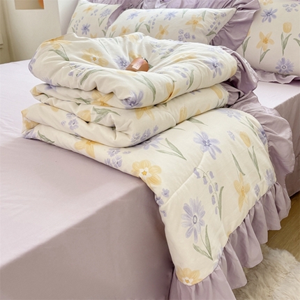 91家纺网 家纺一手货源 找家纺 （总）仟网汇 2024新款韩版田园法式糯糯棉花边夏被四件套