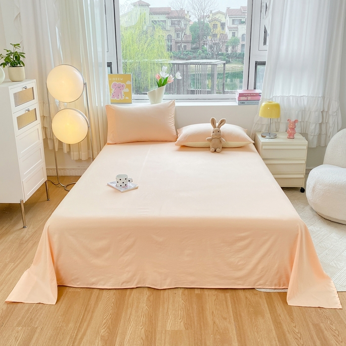 91家纺网 家纺一手货源 找家纺 雨帆家纺 2024新款纯色床单床笠单品系列 -单床单 玉色床单