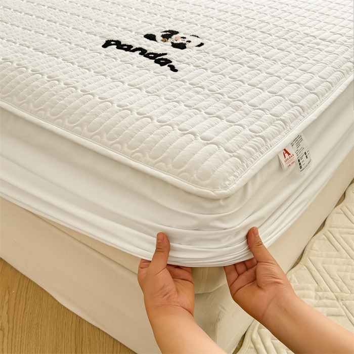 91家纺网 家纺一手货源 找家纺 857家居 2024新款A类原棉大豆夹棉床笠-奶茶熊 奶茶熊-象牙白