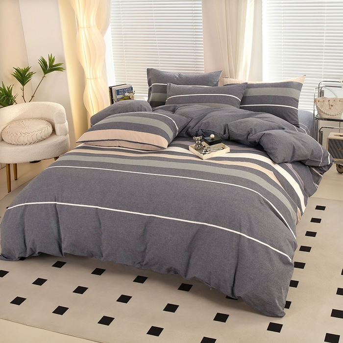 91家纺网 家纺一手货源 找家纺 金纱玉纺家纺 2024新款色织全棉水洗棉四件套 伯克利-兰