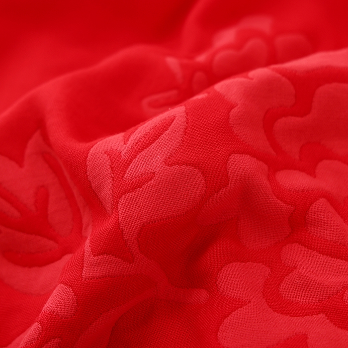 91家纺网 家纺一手货源 找家纺 朴尔家纺-毛巾被 2024新款全棉六层纱布大红色婚庆加厚透气枕巾 心心相印