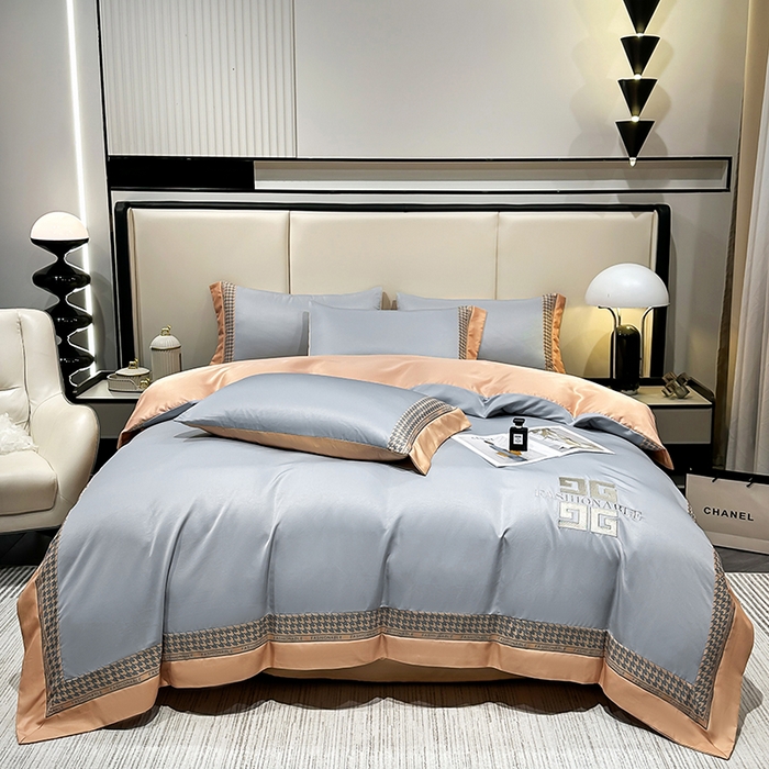 91家纺网 家纺一手货源 找家纺 富盛家纺 2024新款水洗真丝刺绣四件套-威灵顿 威灵顿—灰色