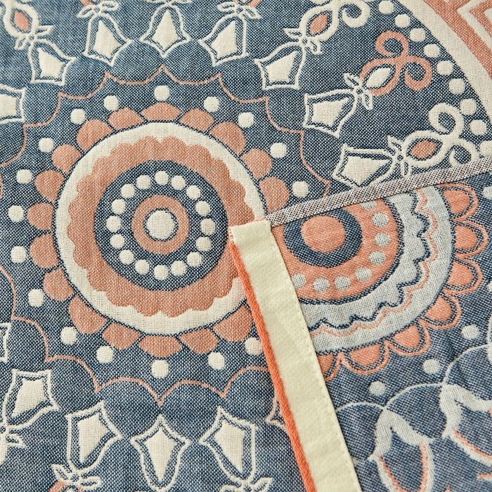 91家纺网 家纺一手货源 找家纺 朴尔家纺-毛巾被 2024新款素雅系列全棉系列四层纱布枕巾 铃兰香-橘