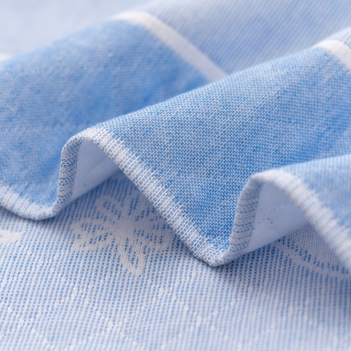 91家纺网 家纺一手货源 找家纺 朴尔家纺-毛巾被 2024新款特惠混纺棉质三层纱布独版AB面枕巾 52*78cm一对 早安蓝