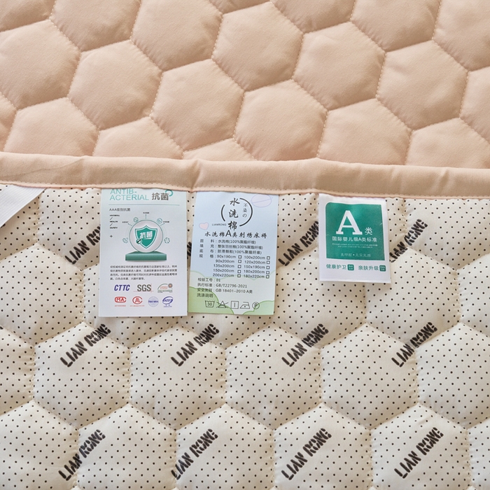 91家纺网 家纺一手货源 找家纺 恋绒家纺 2025新款A类刺绣款床褥学生软床垫子床护垫软垫（图2） 可爱熊-浅驼