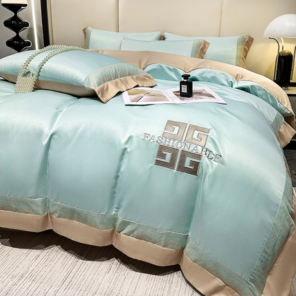 91家纺网 家纺一手货源 找家纺 （总）富盛家纺 2024新款水洗真丝刺绣四件套-威灵顿