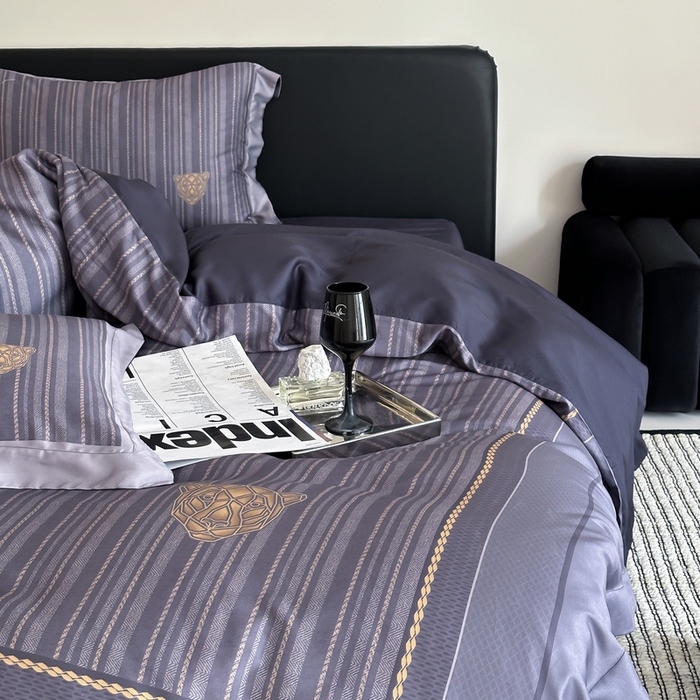 91家纺网 家纺一手货源 找家纺 优悦生活馆 2024新款天丝宽边拼角四件套-商务系列 斯蒂夫-蓝