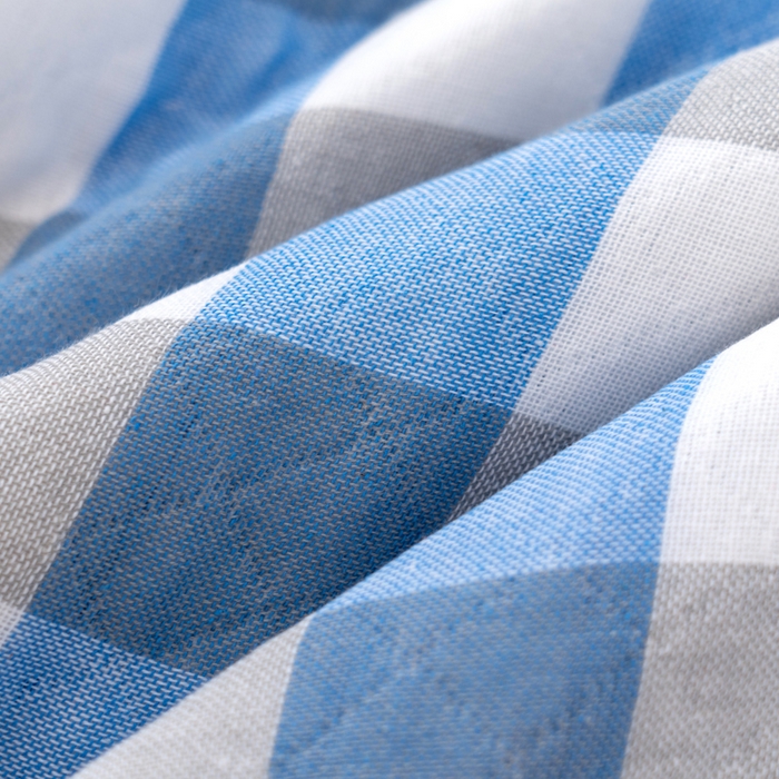 91家纺网 家纺一手货源 找家纺 朴尔家纺-毛巾被 2024新款特惠混纺棉质三层纱布独版AB面枕巾 52*78cm一对 格韵蓝