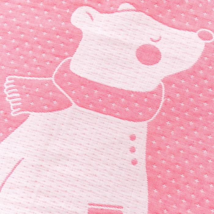 91家纺网 家纺一手货源 找家纺 朴尔家纺-毛巾被 2024新款特惠混纺棉质三层纱布独版AB面枕巾 52*78cm一对 爱心熊粉