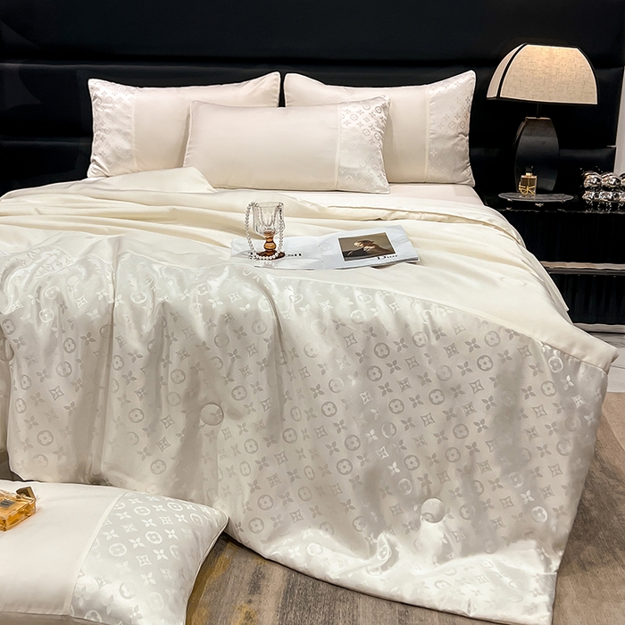 91家纺网 家纺一手货源 找家纺 梦之岛 2024新款水洗真丝提花空调被夏被四件套-路易公主 路易公主-奶白