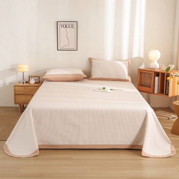 91家纺网 家纺一手货源 找家纺 金泰莱 2025新款加厚老粗布凉席三件套全棉老粗布床单纯棉床单软凉席 北都