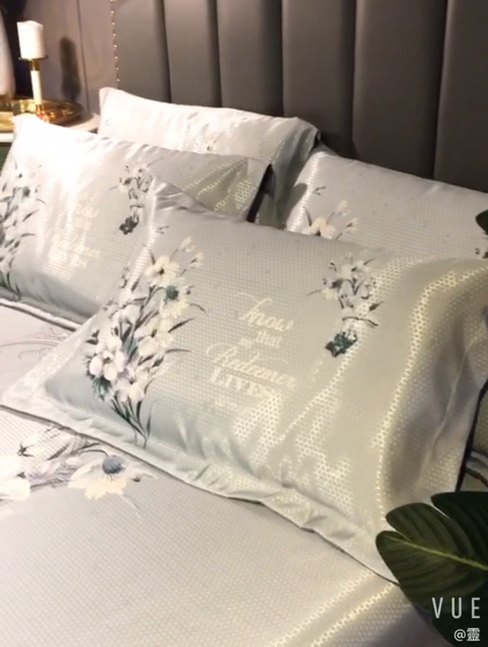 91家纺网 家纺一手货源 找家纺 大境 2024新款900d窝蜂冰丝凉席三件套 幽幽花语