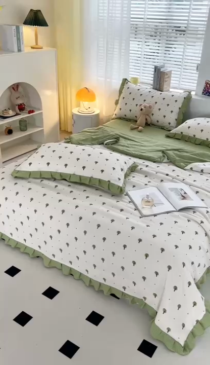 91家纺网 家纺一手货源 找家纺 梦莱斯 2024新款时尚舒适泡泡棉夏被四件套 森林