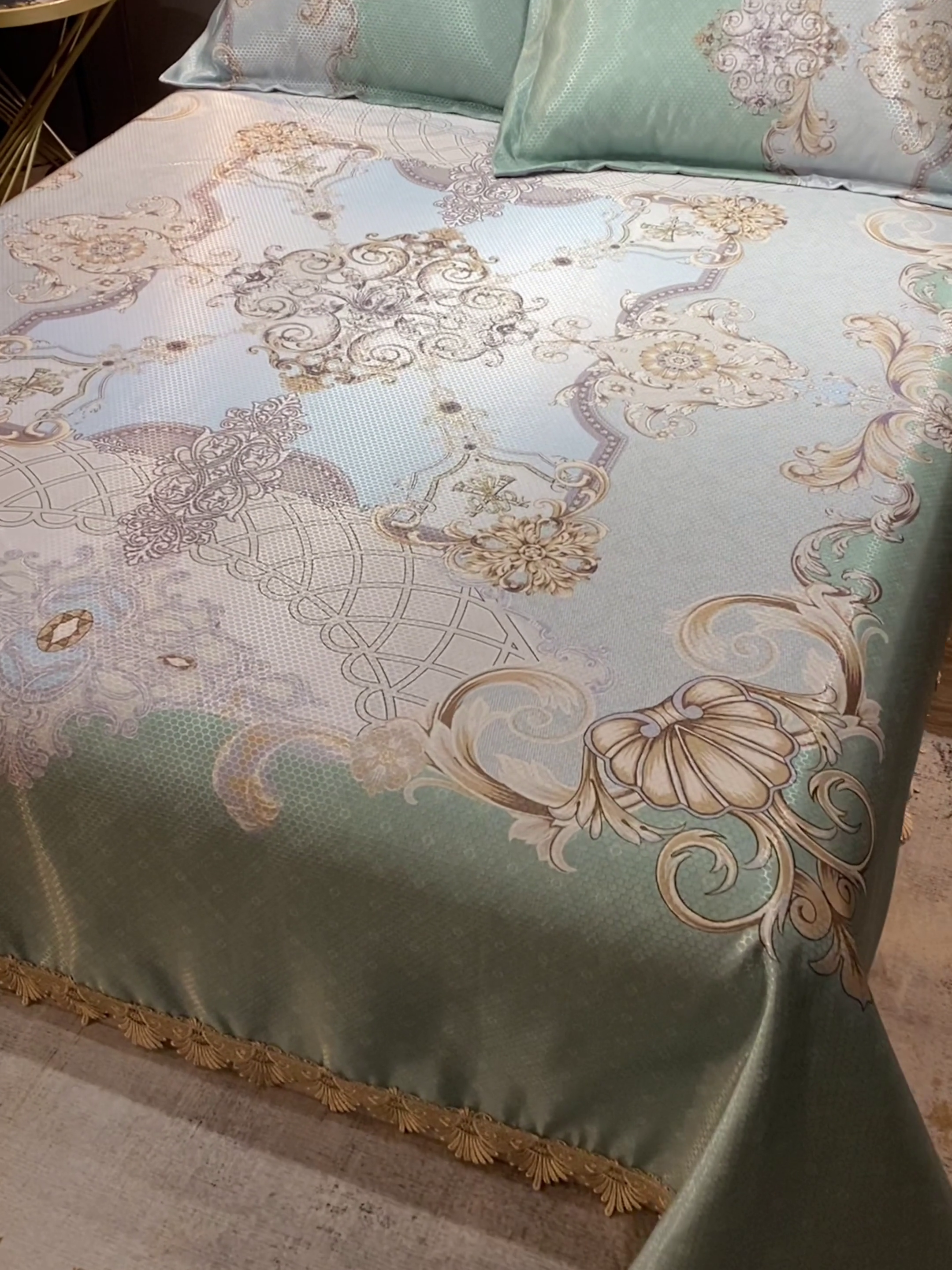 91家纺网 家纺一手货源 找家纺 大境 2024新款900d窝蜂冰丝凉席三件套 欧式风情