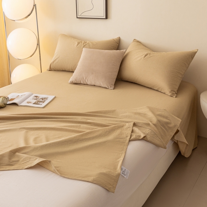 91家纺网 家纺一手货源 找家纺 寐眠 2024新款全棉水洗棉床单床笠单品-单床单 浅咖