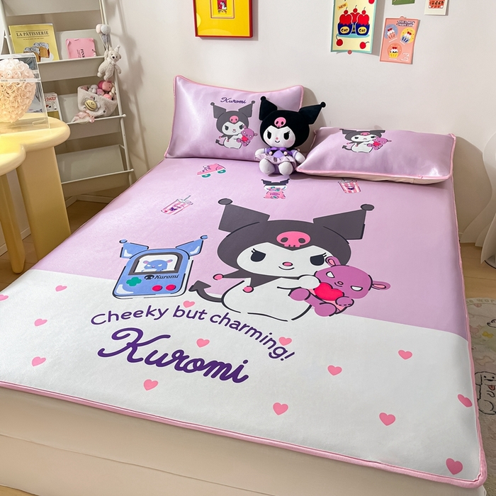 91家纺网 家纺一手货源 找家纺 博雅 2024新款三丽鸥凉感丝凉席夏被套件 大版-游戏库洛米